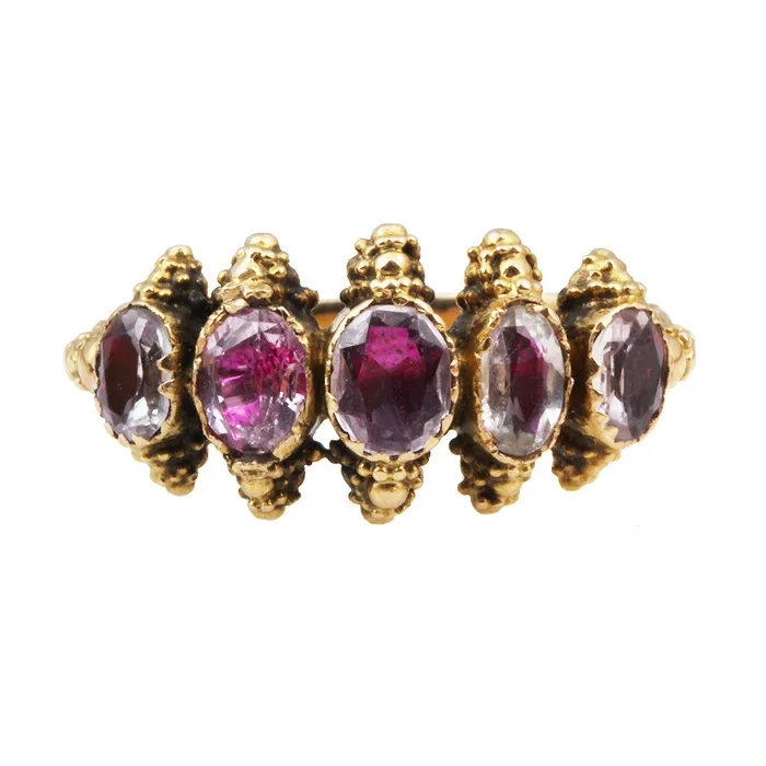 Bell Bird Antiques Rings Cannetile Pink Topaz Ring