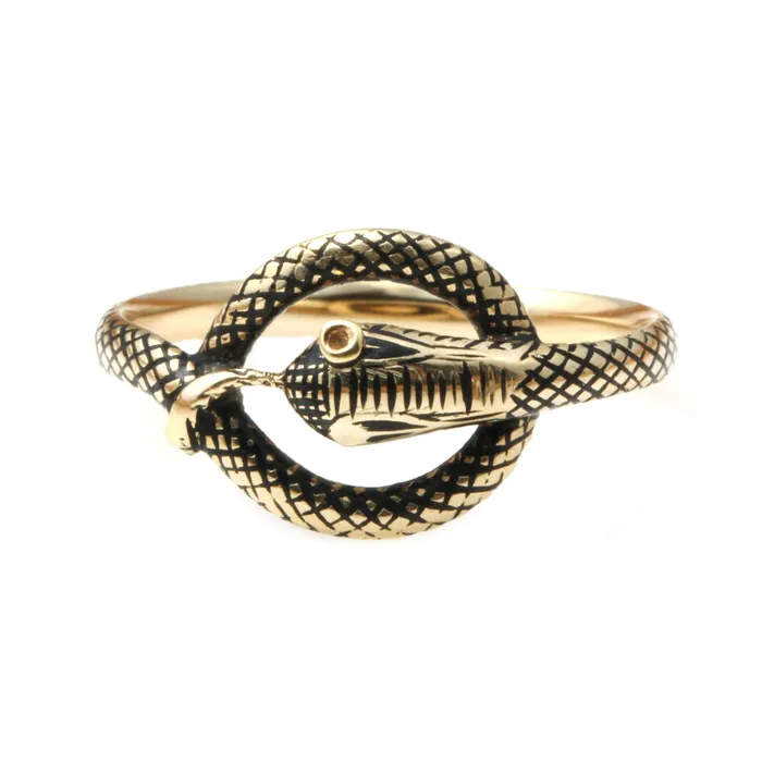 Bell Bird Antiques Rings Early Victorian Black Enamel Snake Ring