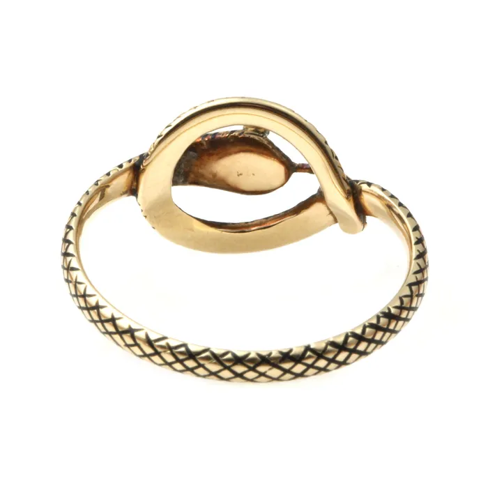 Bell Bird Antiques Rings Early Victorian Black Enamel Snake Ring