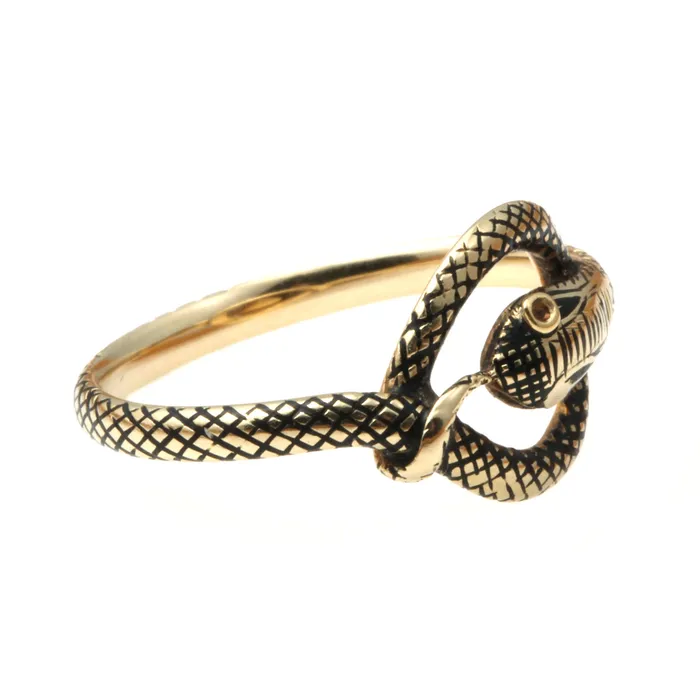 Bell Bird Antiques Rings Early Victorian Black Enamel Snake Ring