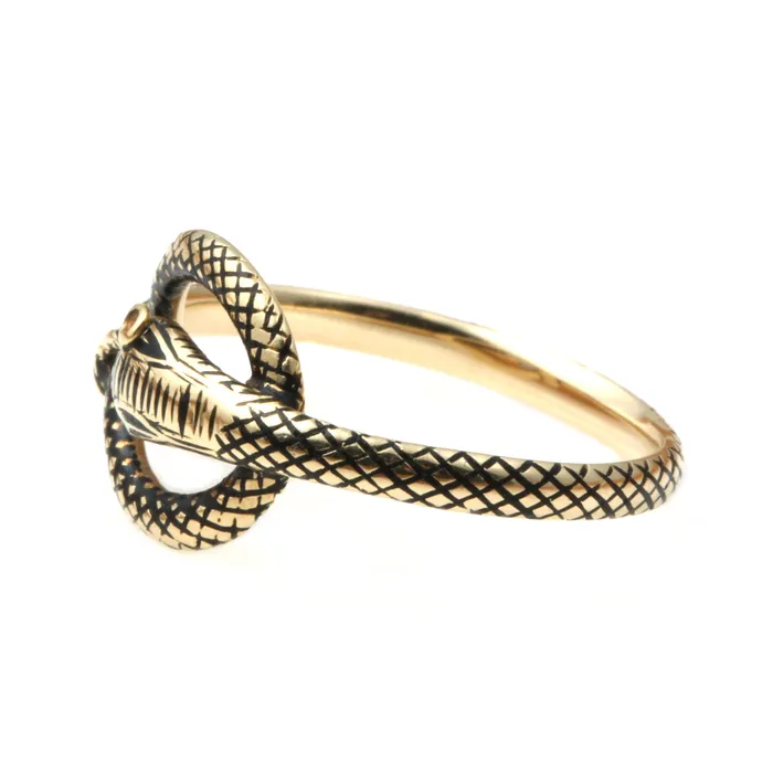 Bell Bird Antiques Rings Early Victorian Black Enamel Snake Ring