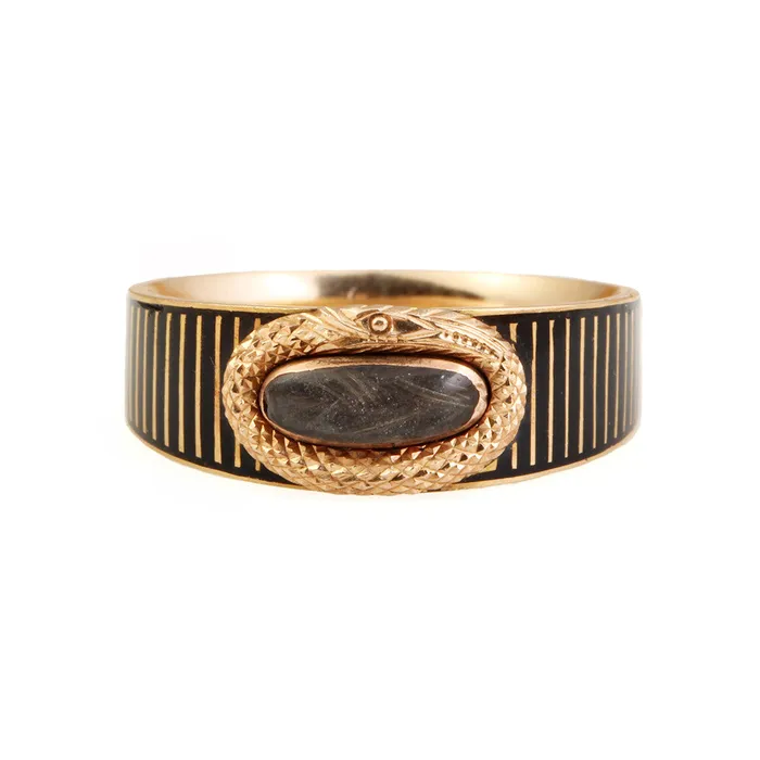 Bell Bird Antiques Rings Georgian Enamel Mourning Ring