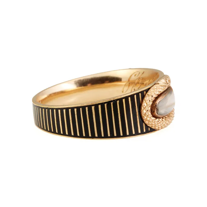 Bell Bird Antiques Rings Georgian Enamel Mourning Ring