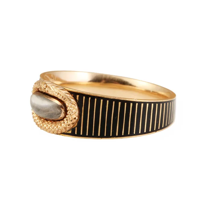 Bell Bird Antiques Rings Georgian Enamel Mourning Ring