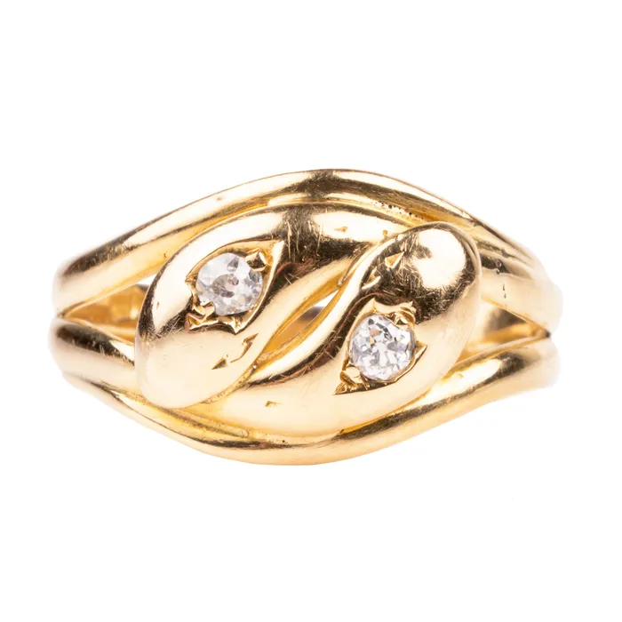 Bell Bird Antiques Rings Turn of the Century Diamond Double Snake Ring
