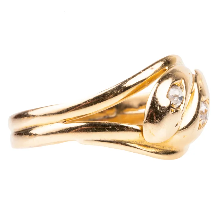 Bell Bird Antiques Rings Turn of the Century Diamond Double Snake Ring