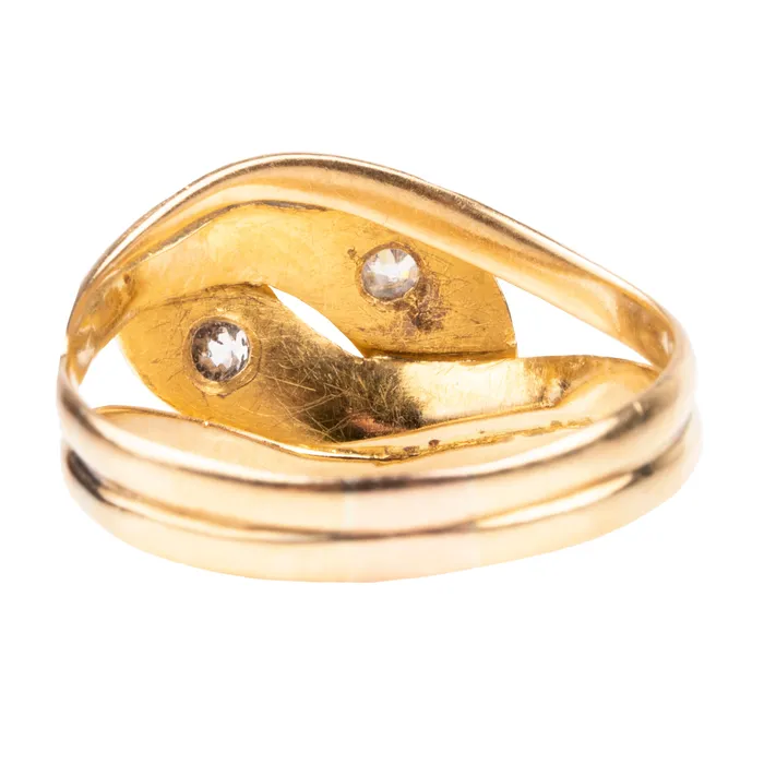 Bell Bird Antiques Rings Turn of the Century Diamond Double Snake Ring