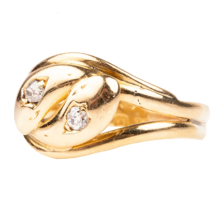 Bell Bird Antiques Rings Turn of the Century Diamond Double Snake Ring
