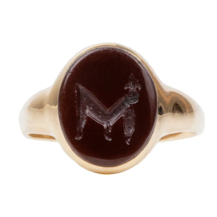 Bell Bird Antiques Rings Victorian Era Sardonyx Signet Ring
