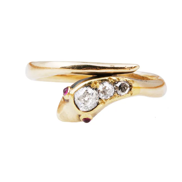 Bell Bird Antiques Victorian Diamond Snake Ring Rings