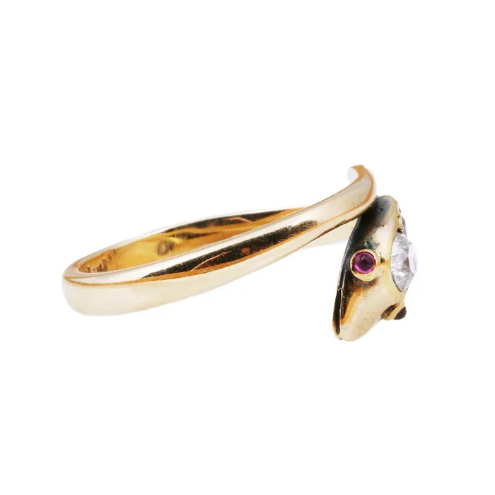 Bell Bird Antiques Victorian Diamond Snake Ring Rings