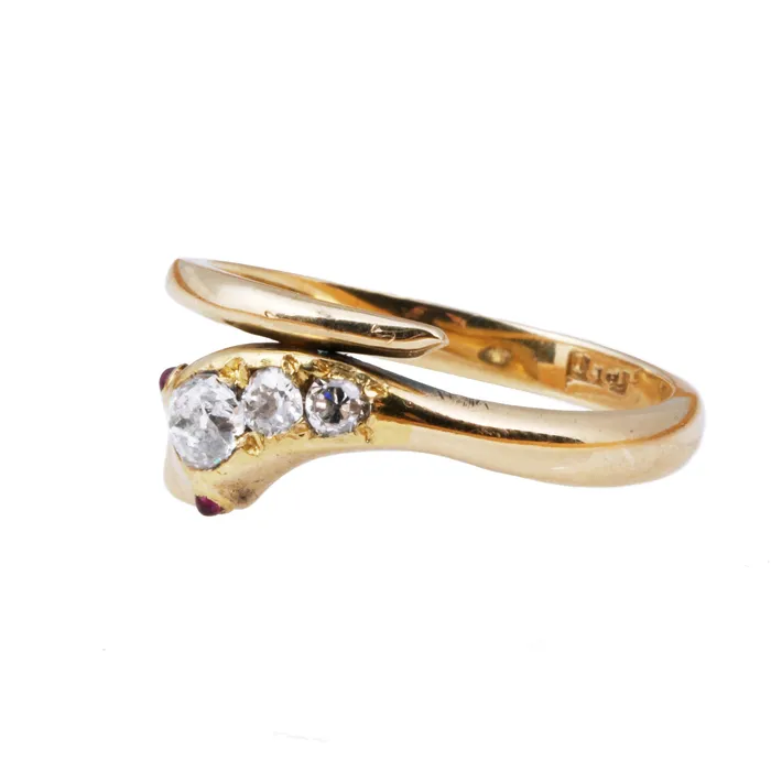 Bell Bird Antiques Victorian Diamond Snake Ring Rings