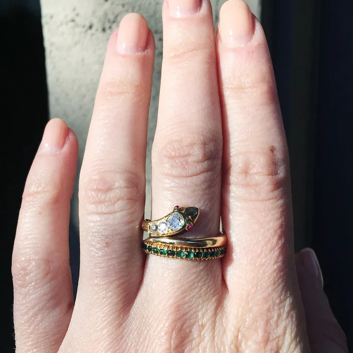 Bell Bird Antiques Victorian Diamond Snake Ring Rings