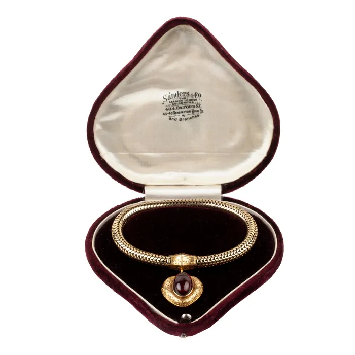 Bell Bird Antiques Victorian era Garnet Heart Bracelet Bracelets