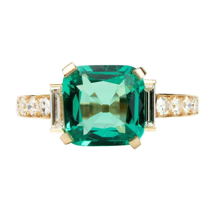 Bell Bird Emerald and Diamond Ring Bell Bird In House Rings