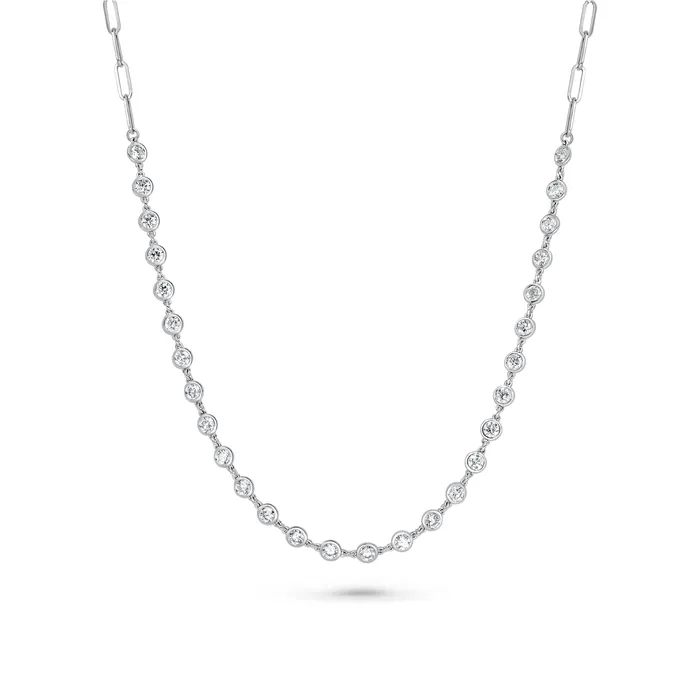 Bezel Set Diamond Necklace on Paperclip Chain Polachecks Collection Necklaces Bezel Set Diamond Necklace on Paperclip Chain Polachecks Collection Necklaces