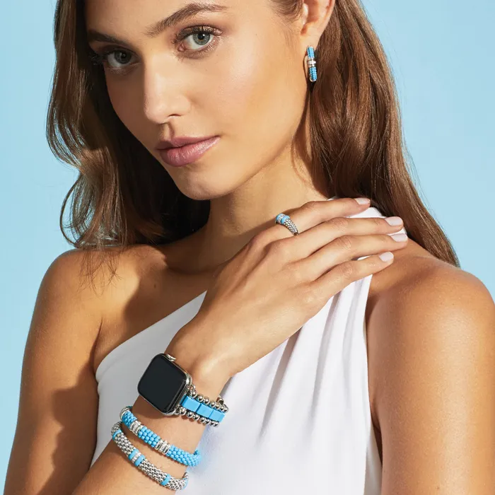 Blue Caviar Ceramic and Diamond Hoop Earrings LAGOS Earrings