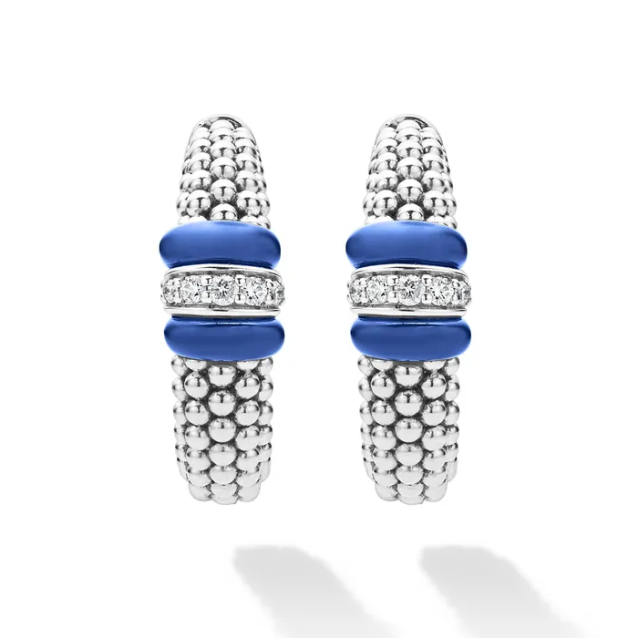Blue Caviar Ceramic Caviar Diamond Hoop Earrings LAGOS Earrings