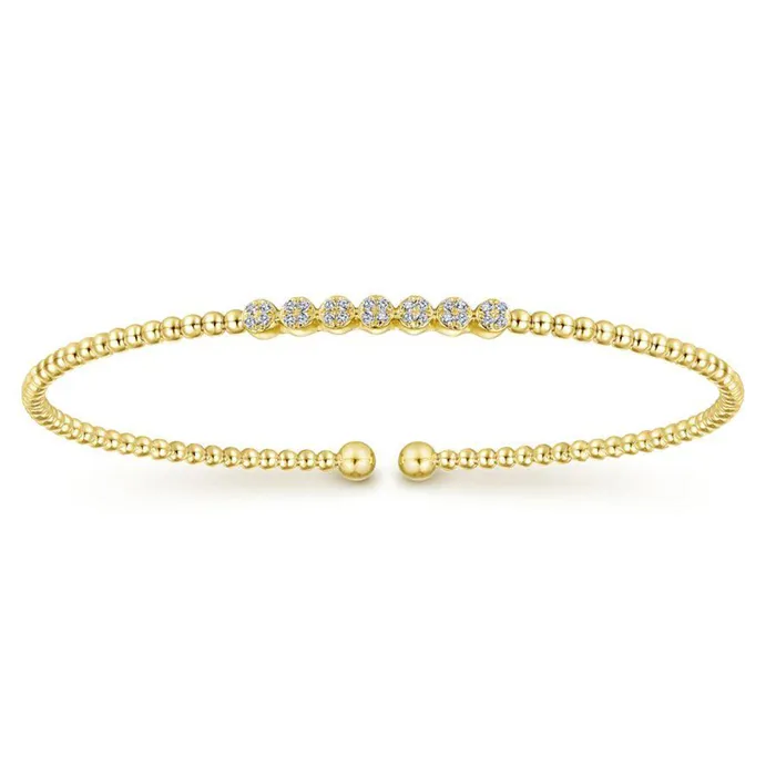 Bracelets 14K Yellow Gold Bujukan Bead and 013cttw Cluster Diamond Bangle GABRIEL CO Bracelets 14K Yellow Gold Bujukan Bead and 013cttw Cluster Diamond Bangle GABRIEL CO