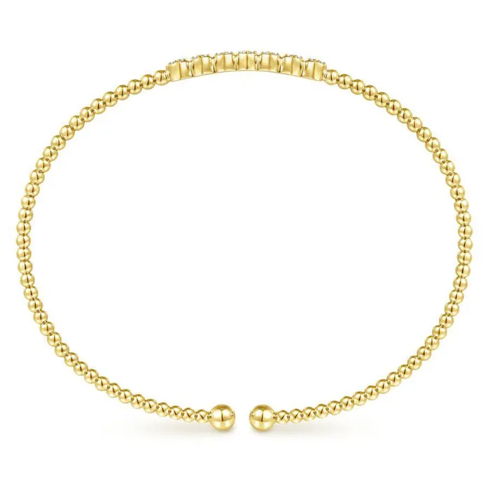 Bracelets 14K Yellow Gold Bujukan Bead and 013cttw Cluster Diamond Bangle GABRIEL CO Bracelets 14K Yellow Gold Bujukan Bead and 013cttw Cluster Diamond Bangle GABRIEL CO