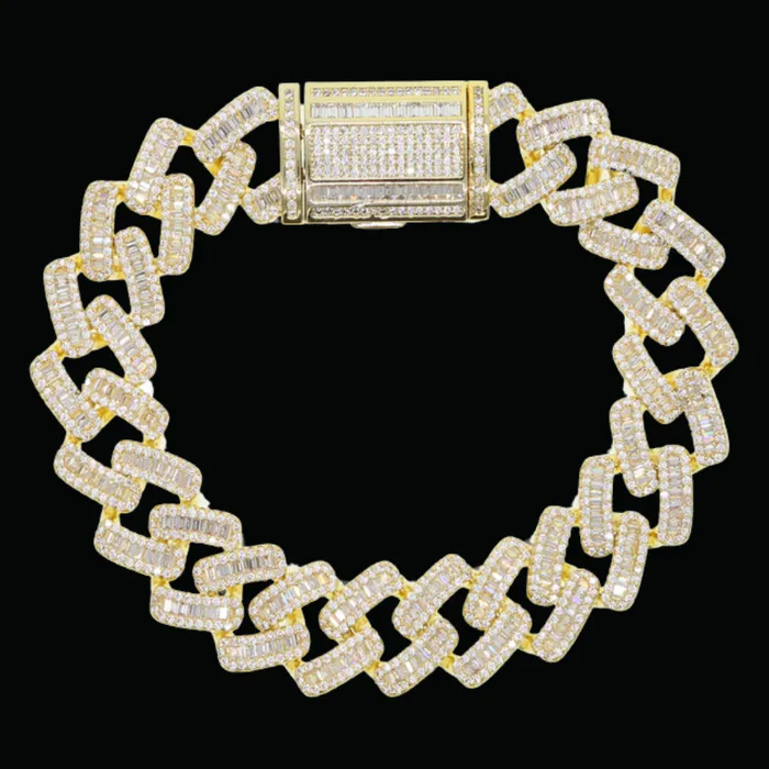 Bracelets 15MM Miami Box Clasp Cuban Link Iced Out Diamond Bracelet Miami Box