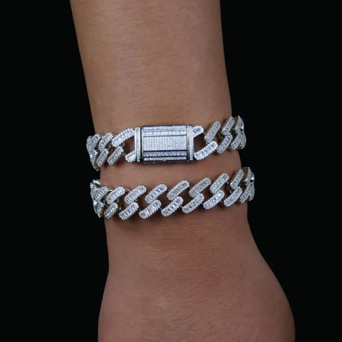 Bracelets 15MM Miami Box Clasp Cuban Link Iced Out Diamond Bracelet Miami Box