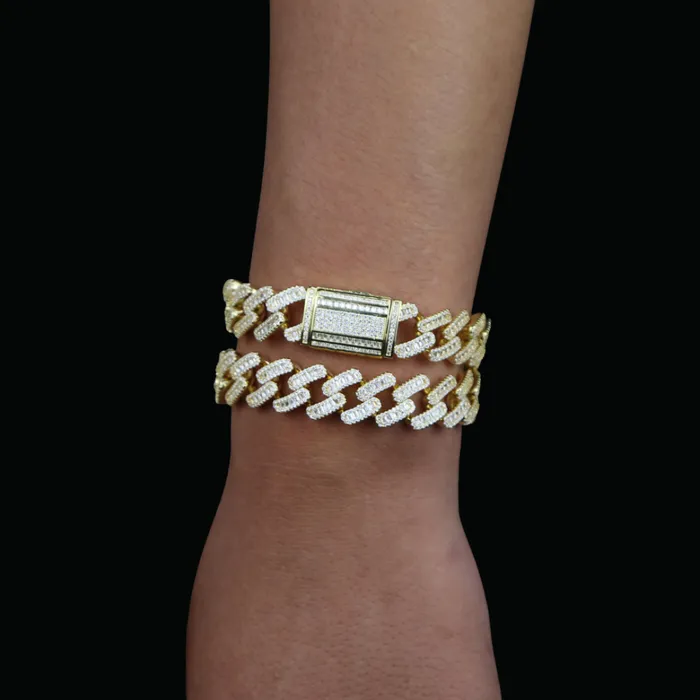 Bracelets 15MM Miami Box Clasp Cuban Link Iced Out Diamond Bracelet Miami Box