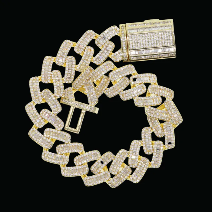 Bracelets 15MM Miami Box Clasp Cuban Link Iced Out Diamond Bracelet Miami Box