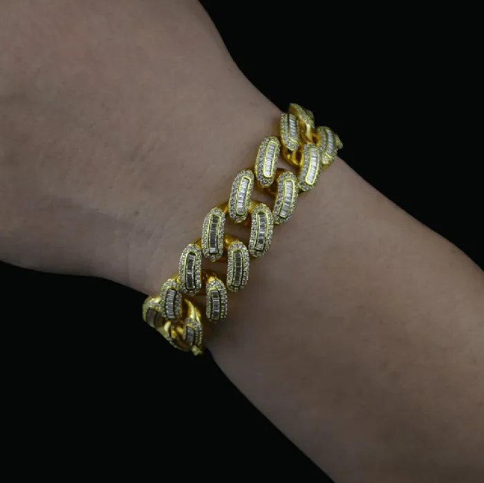 Bracelets BAGUETTE 18MM Baguette Box Clasp Iced Out Diamond Bracelet