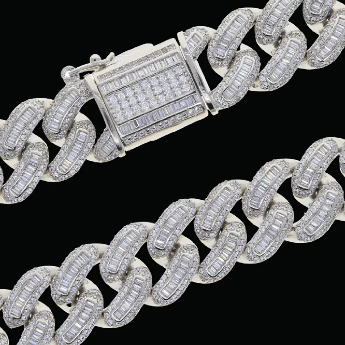 Bracelets BAGUETTE 18MM Baguette Box Clasp Iced Out Diamond Bracelet