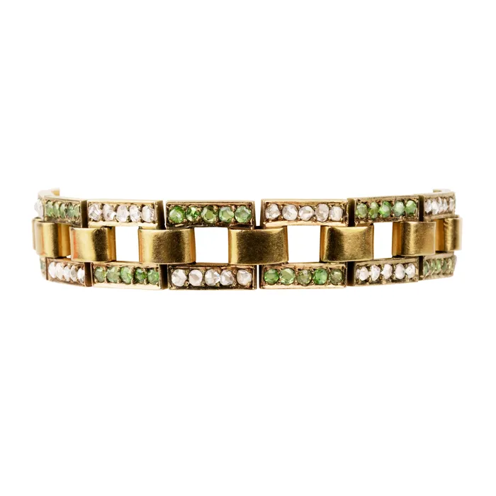 Bracelets Bell Bird Antiques Turnofthecentury gold bracelet with demantoid garnets Bracelets Bell Bird Antiques Turnofthecentury gold bracelet with demantoid garnets