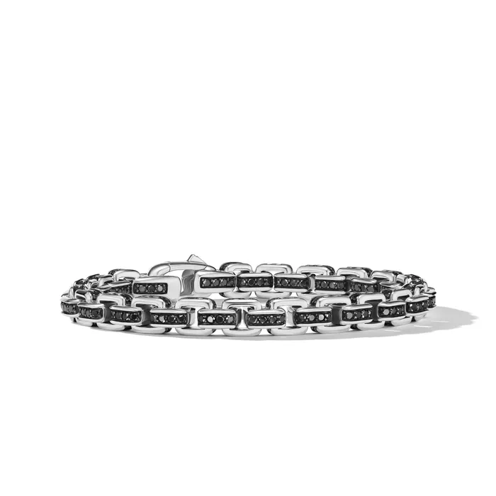 Bracelets David Yurman Box Chain Bracelet in Sterling Silver with Black Diamonds 73mm
