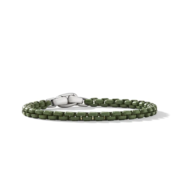 Bracelets David Yurman Box Chain Bracelet in Sterling Silver with Green Stainless Steel 5mm
