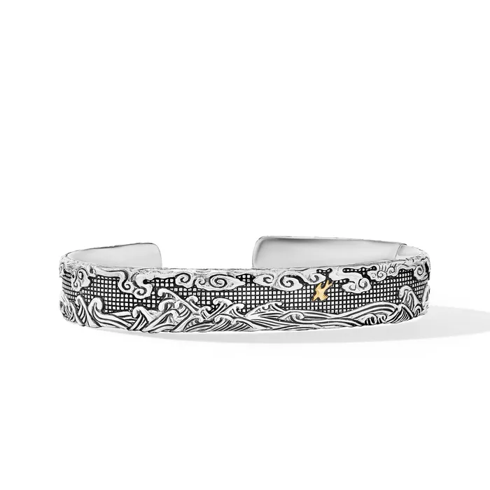 Bracelets David Yurman Waves Cuff Bracelet in Sterling Silver with 18K Yellow Gold 12mm Bracelets David Yurman Waves Cuff Bracelet in Sterling Silver with 18K Yellow Gold 12mm