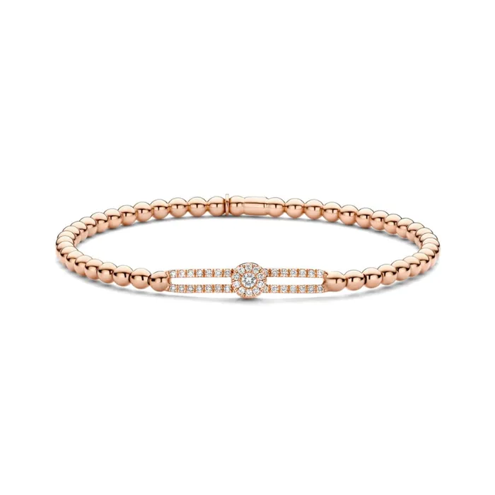 Bracelets Diamond Flower on Open Diamond Bar Stretch Bracelet HULCHI BELLUNI