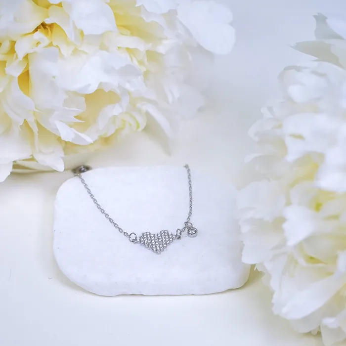Bracelets Forever Truth CZ Heart Sterling Silver Chain Bracelet