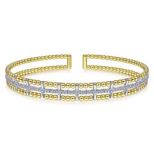 Bracelets GABRIEL CO 14K Yellow and White Gold Bujukan Diamond Cuff Bangle Bracelets GABRIEL CO 14K Yellow and White Gold Bujukan Diamond Cuff Bangle