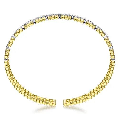 Bracelets GABRIEL CO 14K Yellow and White Gold Bujukan Diamond Cuff Bangle