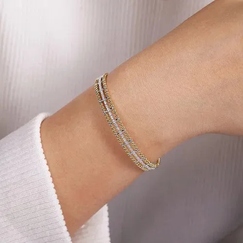 Bracelets GABRIEL CO 14K Yellow and White Gold Bujukan Diamond Cuff Bangle