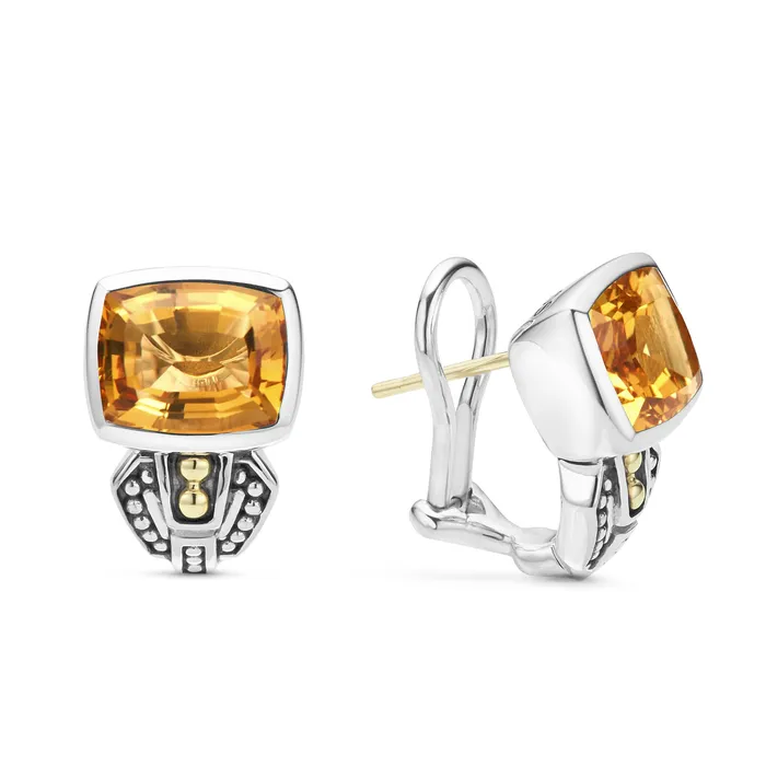 Caviar Color BezelSet Citrine Earrings LAGOS Earrings