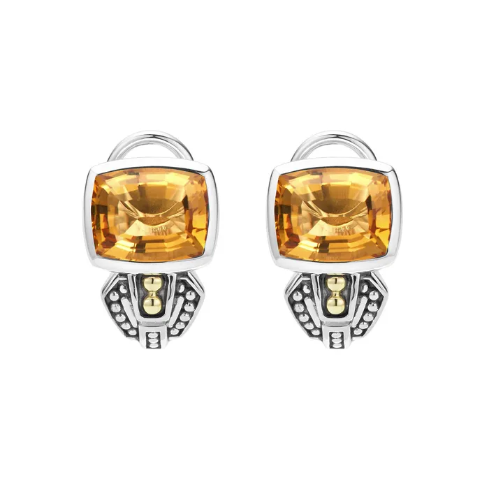 Caviar Color BezelSet Citrine Earrings LAGOS Earrings