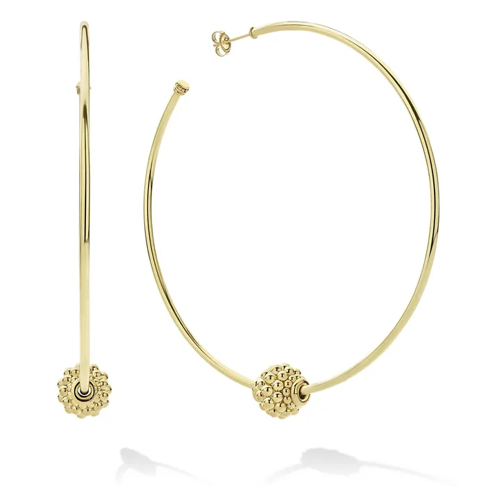 Caviar Gold Large 18K Gold Caviar Ball Hoop Earrings LAGOS Earrings