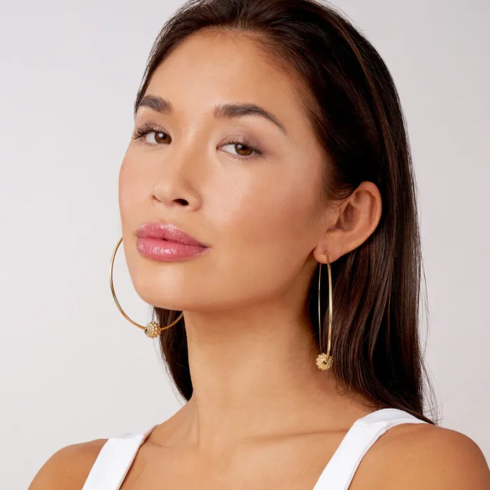 Caviar Gold Large 18K Gold Caviar Ball Hoop Earrings LAGOS Earrings