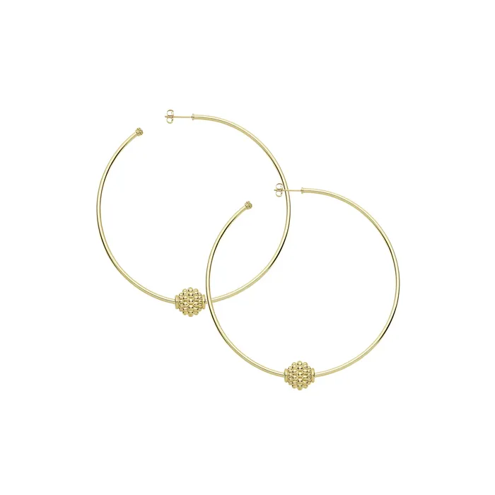 Caviar Gold Large 18K Gold Caviar Ball Hoop Earrings LAGOS Earrings