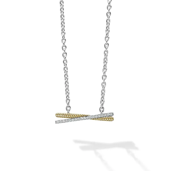 Caviar Lux TwoTone X Diamond Necklace LAGOS Necklaces