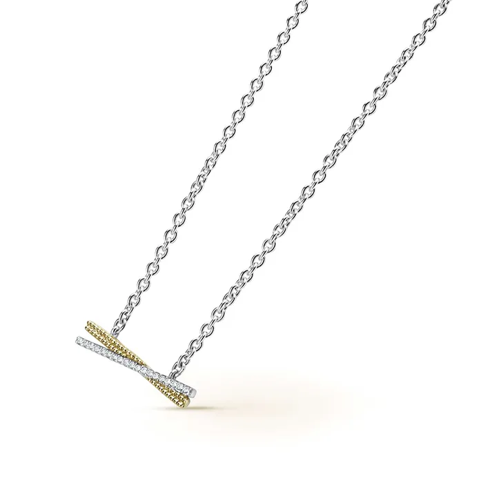 Caviar Lux TwoTone X Diamond Necklace LAGOS Necklaces