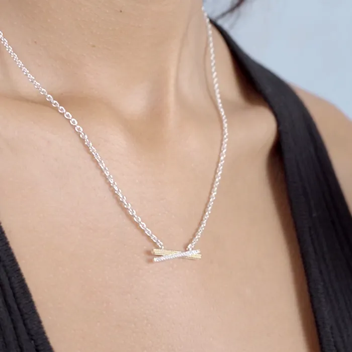 Caviar Lux TwoTone X Diamond Necklace LAGOS Necklaces