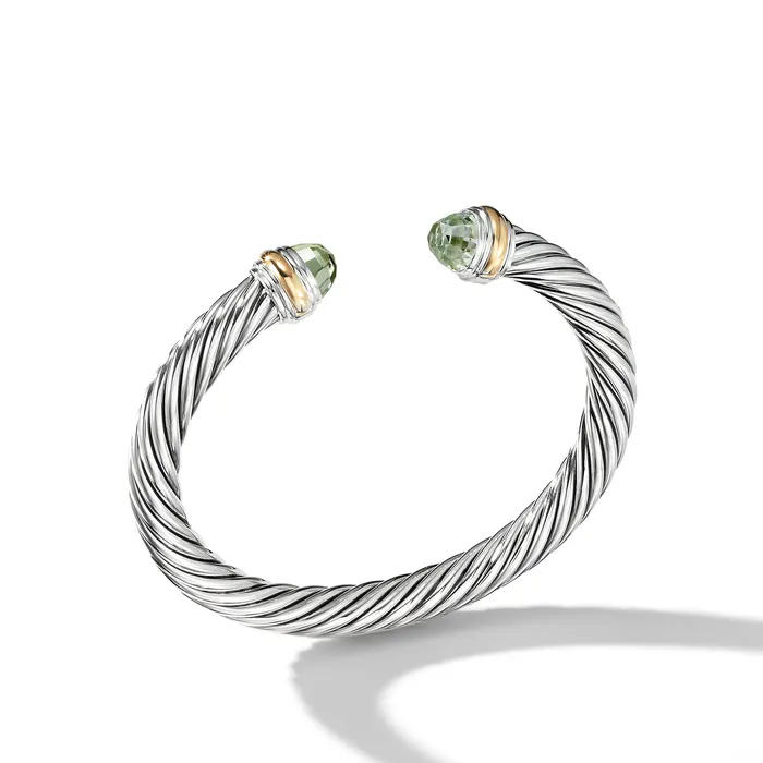 Classic Cable Bracelet in Sterling Silver with 14K Yellow Gold and Prasiolite 7mm David Yurman Bracelets Classic Cable Bracelet in Sterling Silver with 14K Yellow Gold and Prasiolite 7mm David Yurman Bracelets