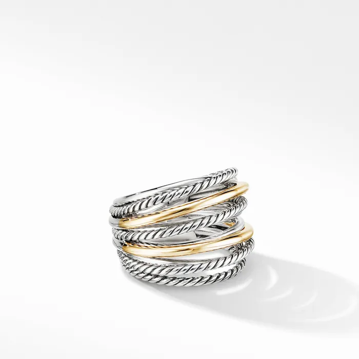 Crossover Ring in Sterling Silver with 18K Yellow Gold 178mm David Yurman Rings Crossover Ring in Sterling Silver with 18K Yellow Gold 178mm David Yurman Rings