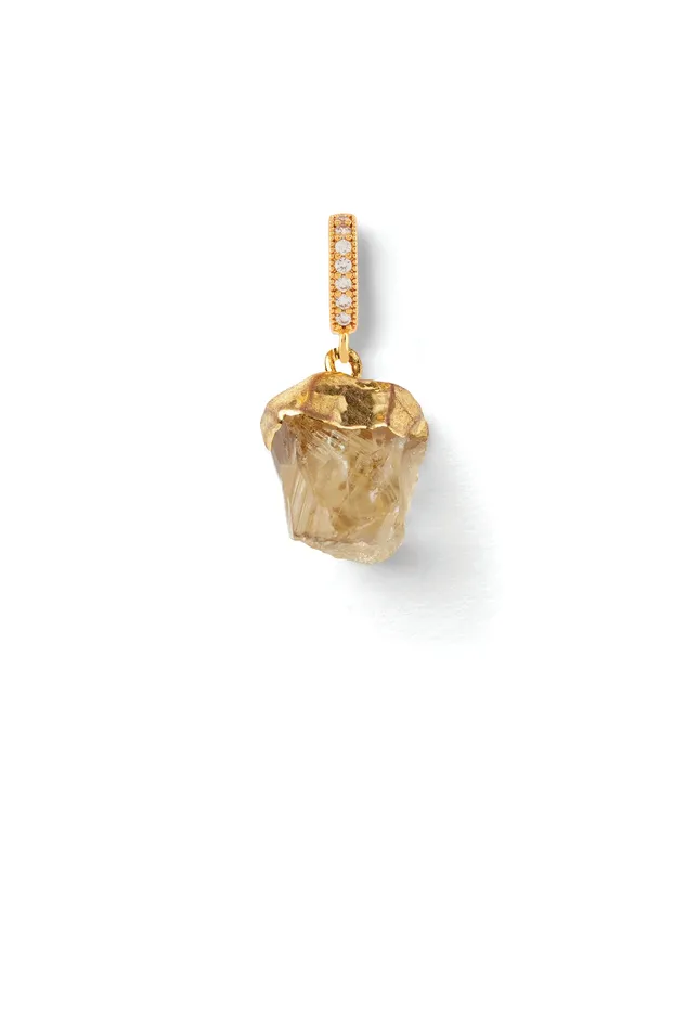 Crystal Haze Jewelry Citrine Pave connector Earrings